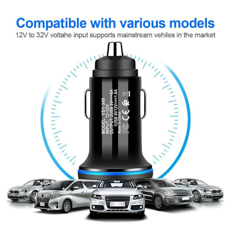 YSY-349 QC3.0 Dual USB Port Car Charger + 1m 3A USB to Micro USB Data Cable(White) - Car Charger by PMC TechLife | Online Shopping South Africa | PMC TechLife