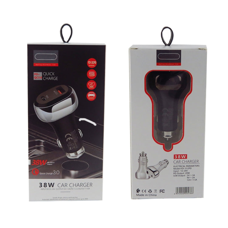 YSY-312PD PD 20W USB-C / Type-C + QC3.0 18W USB Interface 38W High-power Car Charger(Black) - Car Charger by PMC TechLife | Online Shopping South Africa | PMC TechLife