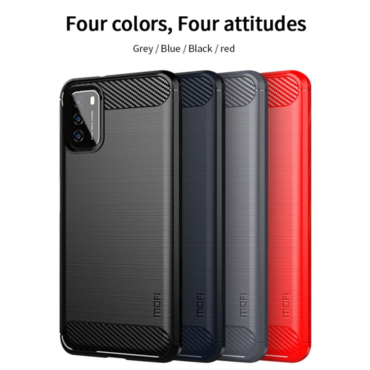 For Xiaomi Poco M3 / Redmi 9T MOFI Gentleness Series Brushed Texture Carbon Fiber Soft TPU Case(Grey) - Xiaomi Cases by MOFI | Online Shopping South Africa | PMC Jewellery | Buy Now Pay Later Mobicred