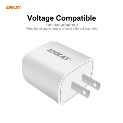 ENKAY Hat-Prince 20W PD Type-C + QC 3.0 USB Fast Charging Travel Charger Power Adapter with Fast Charge Data Cable, US Plug(With 8 Pin Cable) - USB Charger by ENKAY | Online Shopping South Africa | PMC Jewellery | Buy Now Pay Later Mobicred