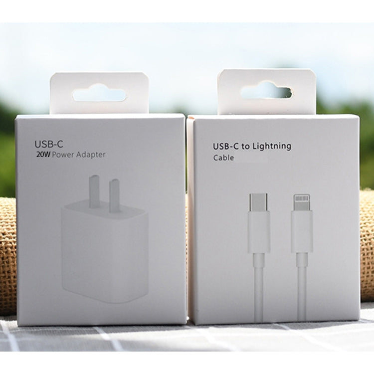 PD 20W Single USB-C / Type-C Port Travel Charger + 3A PD3.0 USB-C / Type-C to 8 Pin Fast Charge Data Cable Set, US Plug 2m - USB Charger by PMC TechLife | Online Shopping South Africa | PMC TechLife | Buy Now Pay Later Mobicred