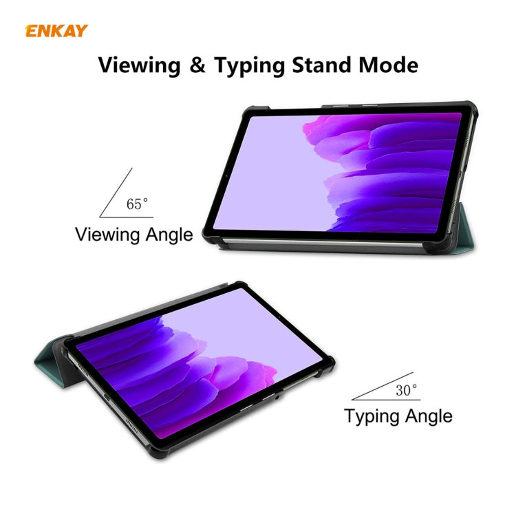 ENKAY PU Leather + Plastic Case with Three-folding Holder for Samsung Galaxy Tab A7 Lite T220 / T225(Green) - free shipping - PMC TechLife - Order now!