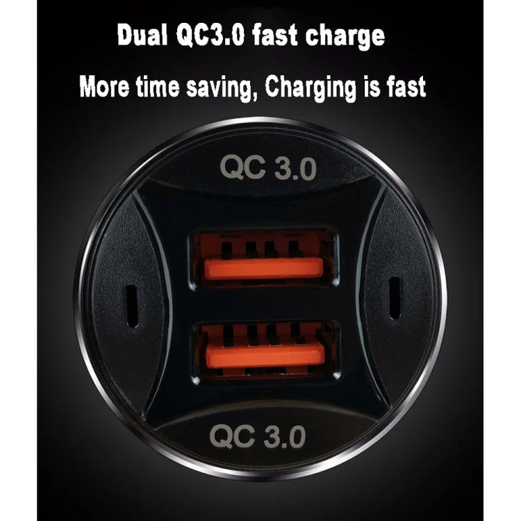 TE-092 36W Dual QC3.0 USB Fast Car Charger + USB to Micro USB Data Cable Set(Black) - Car Charger by PMC TechLife | Online Shopping South Africa | PMC TechLife