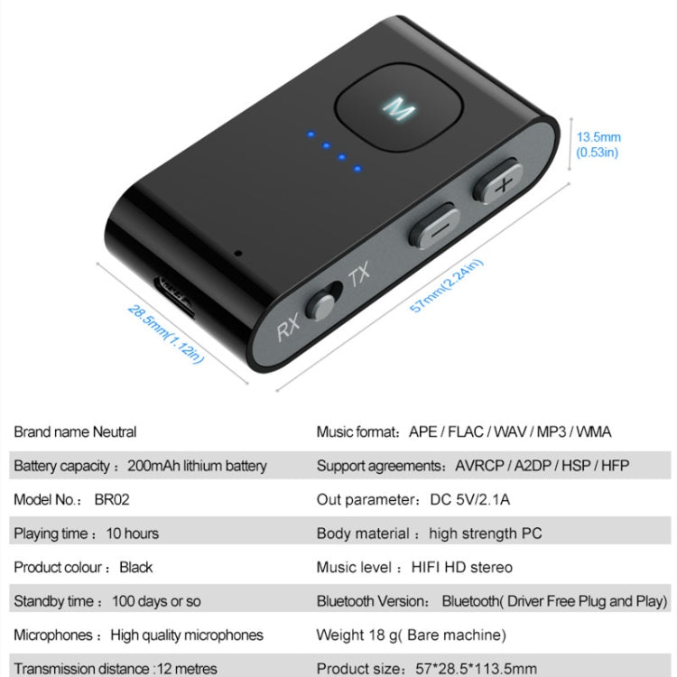 BR02 Bluetooth 5.0 Receive and transmit 2-in-1 PC TV Bluetooth audio adapter with battery display - free shipping - PMC TechLife - Order now!
