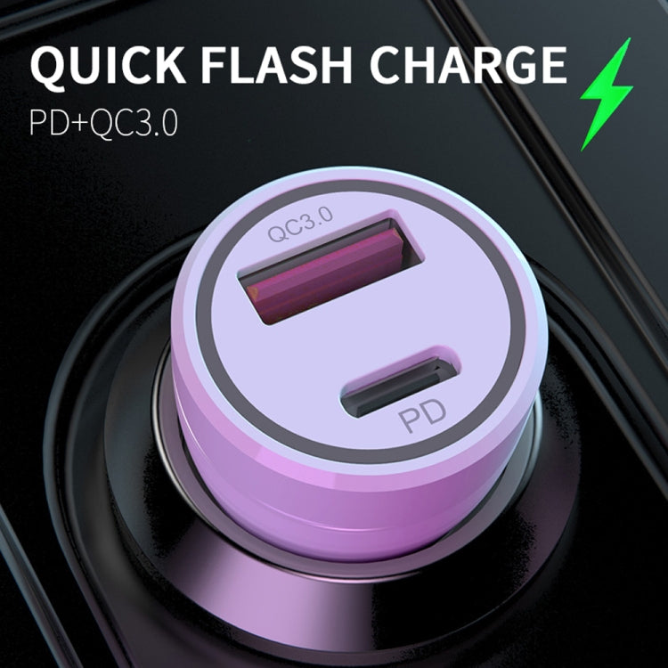 P21 Portable PD 20W + QC3.0 18W Dual Ports Fast Car Charger with USB to Micro USB Cable Kit(White) - Car Charger by PMC Jewellery | Online Shopping South Africa | PMC Jewellery