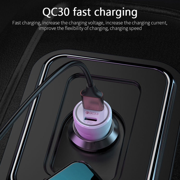 P21 Portable PD 20W + QC3.0 18W Dual Ports Fast Car Charger with USB to Type-C Cable Kit(White) - Car Charger by PMC Jewellery | Online Shopping South Africa | PMC Jewellery