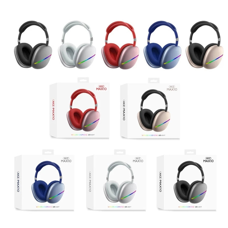 AKZ MAX10 Head-mounted RGB Wireless Bluetooth Music Headset With Microphone, Supports TF Card(Gold) - Headset & Headphone by PMC TechLife | Online Shopping South Africa | PMC TechLife