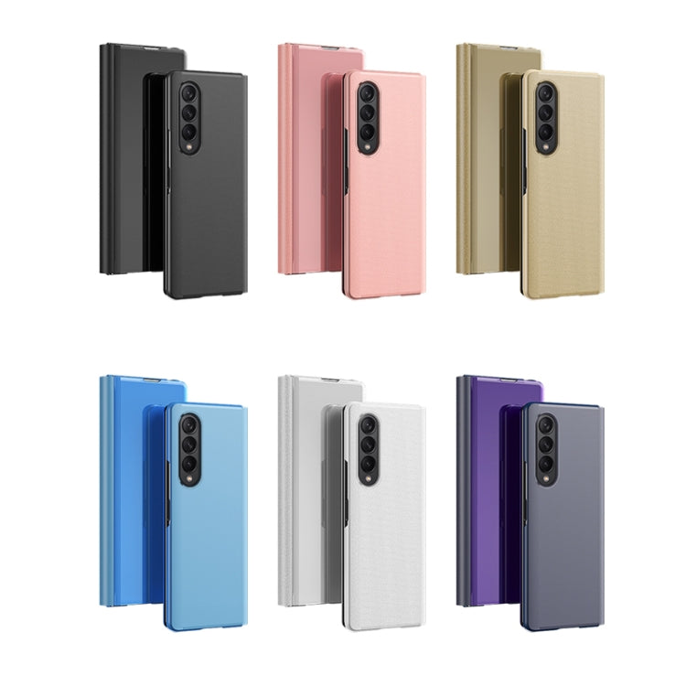 For Samsung Galaxy Z Fold3 Plated Mirror Horizontal Flip Leather Case with Holder(Black) - free shipping - PMC TechLife - Order now!