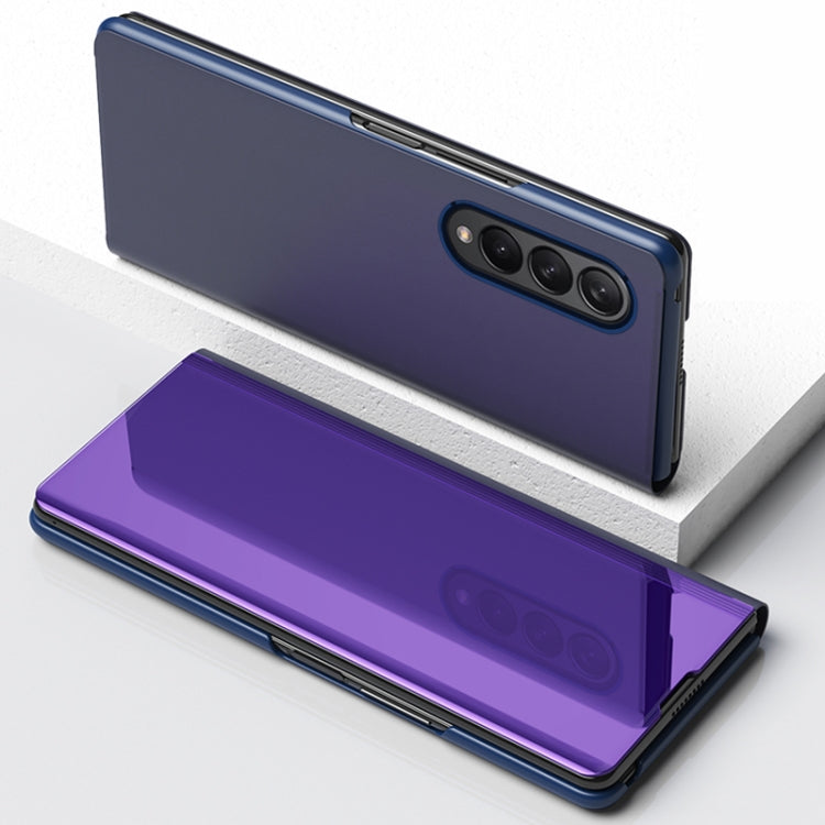 For Samsung Galaxy Z Fold3 Plated Mirror Horizontal Flip Leather Case with Holder(Black) - free shipping - PMC TechLife - Order now!