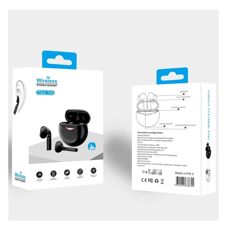 T&G T50 Sport TWS Bluetooth Earphone HIFI Noise Canceling Handfree Earbuds with Microphone(Black) - Bluetooth Earphone by T&G | Online Shopping South Africa | PMC Jewellery | Buy Now Pay Later Mobicred