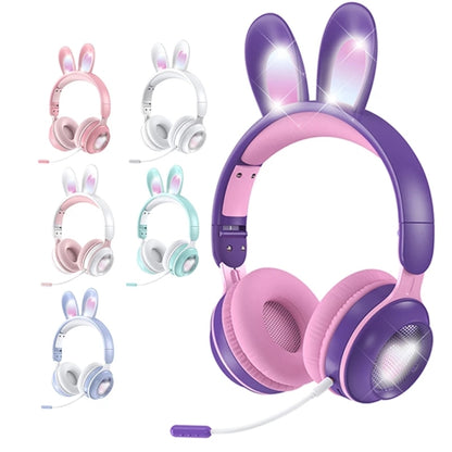 KE-01 Rabbit Ear Wireless Bluetooth 5.0 Stereo Music Foldable Headset with Mic For PC(Taro Purple) - Headset & Headphone by PMC Jewellery | Online Shopping South Africa | PMC Jewellery