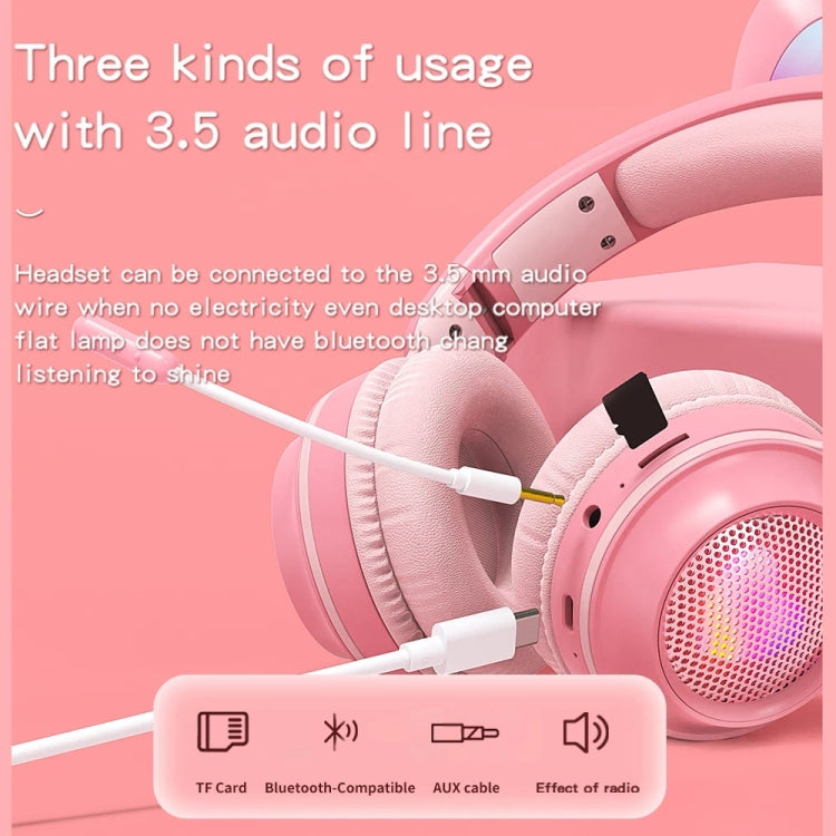 KE-01 Rabbit Ear Wireless Bluetooth 5.0 Stereo Music Foldable Headset with Mic For PC(Taro Purple) - Headset & Headphone by PMC TechLife | Online Shopping South Africa | PMC TechLife