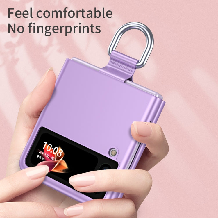 For Samsung Galaxy Z Flip3 5G Skin Feel Folding Phone Case with Drawstring Key Chain(Black) - Galaxy Phone Cases by PMC TechLife | Online Shopping South Africa | PMC TechLife | Buy Now Pay Later Mobicred