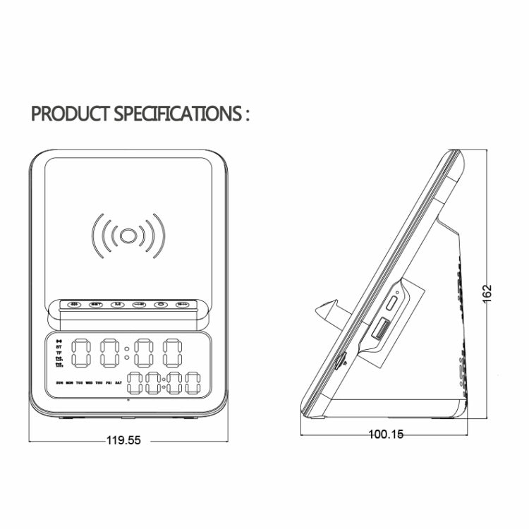 AEC BT512 Multifunctional Bluetooth Speaker 10W Wireless Charger LED Desktop Electronic Alarm Clock - free shipping - PMC TechLife - Order now!