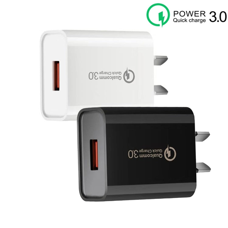 CA-25 QC3.0 USB 3A Fast Charger with USB to 8 Pin Data Cable, AU Plug(Black) - USB Charger by PMC TechLife | Online Shopping South Africa | PMC TechLife | Buy Now Pay Later Mobicred
