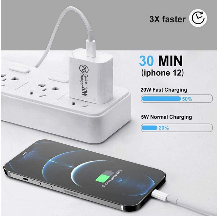 1m AU-20W PD USB-C / Type-C Travel Charger with USB-C to 8 Pin Data Cable, AU Plug - USB Charger by PMC Jewellery | Online Shopping South Africa | PMC Jewellery