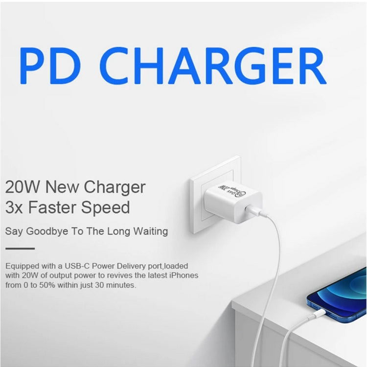 1m AU-20W PD USB-C / Type-C Travel Charger with USB-C to 8 Pin Data Cable, AU Plug - USB Charger by PMC Jewellery | Online Shopping South Africa | PMC Jewellery