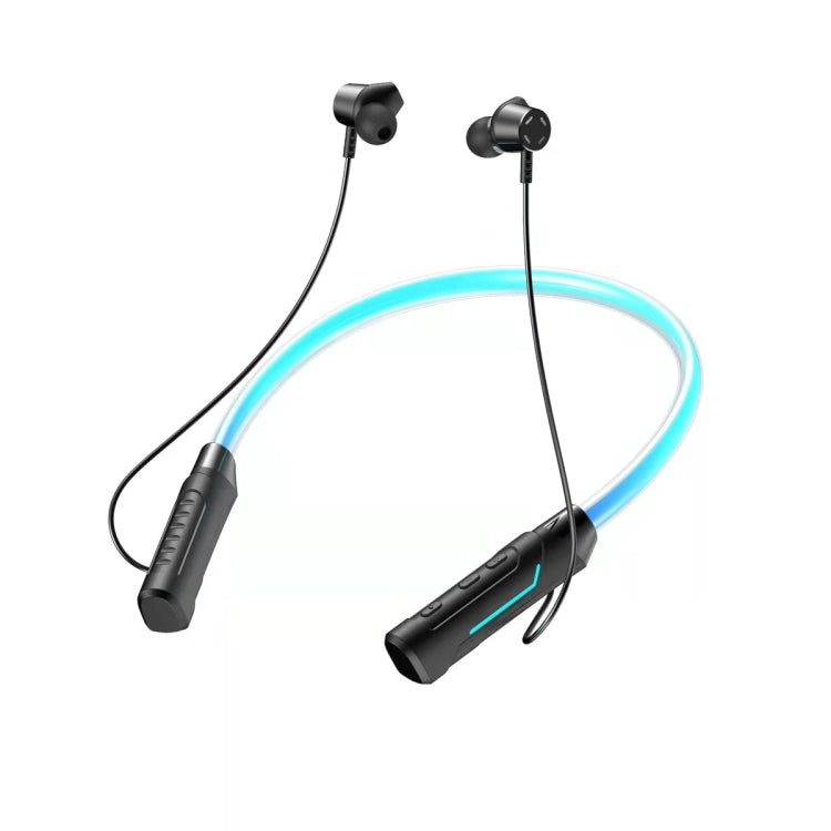 JG4 Flashing LED Neck-mounted Stereo Bluetooth Wireless Earphone(Black) - Neck-mounted Earphone by PMC TechLife | Online Shopping South Africa | PMC TechLife