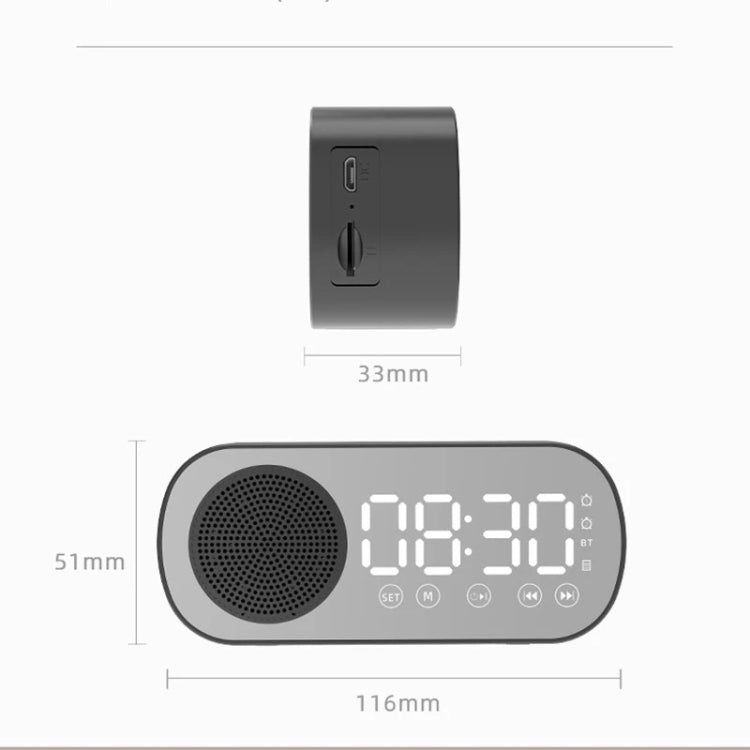 Z7 Digital Bluetooth 5.0 Speaker Multi-function Mirror Alarm Clock FM Radio(Black) - Desktop Speaker by PMC TechLife | Online Shopping South Africa | PMC TechLife