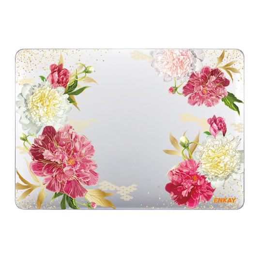 ENKAY Flower Series Pattern Laotop Protective Crystal Case For MacBook Pro 13.3 inch A1706 / A1708 / A1989 / A2159(Paeonia) - MacBook Pro Cases by ENKAY | Online Shopping South Africa | PMC Jewellery