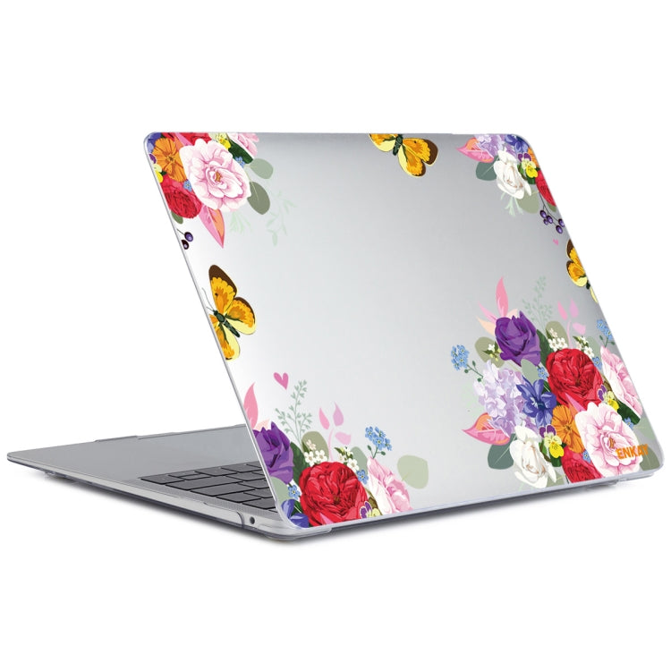 ENKAY Flower Series Pattern Laotop Protective Crystal Case For MacBook Pro 13.3 inch A2251 / A2289 / A2338 2020(Rose) - MacBook Pro Cases by ENKAY | Online Shopping South Africa | PMC Jewellery