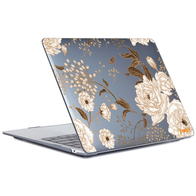 ENKAY Vintage Pattern Series Laotop Protective Crystal Case For MacBook Pro 13.3 inch A1706 / A1708 / A1989 / A2159(Golden Peony) - MacBook Pro Cases by ENKAY | Online Shopping South Africa | PMC Jewellery