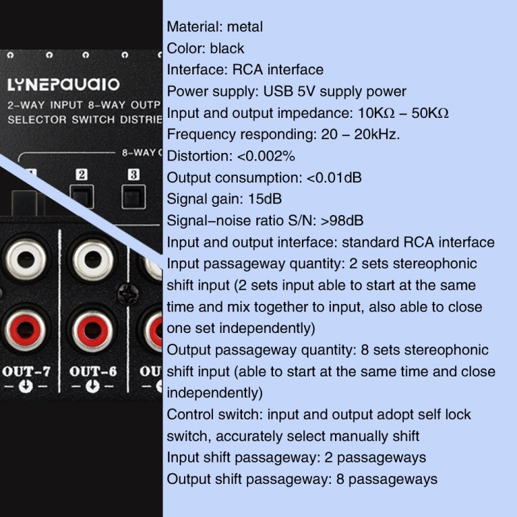 2 In 8 Out RCA Audio Frequency Signal Select Switch Distributor - free shipping - PMC TechLife - Order now!