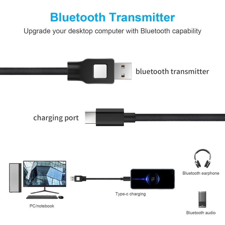 ZF170 1.2m USB to Type-C Charging Data Cable with Bluetooth Transmitter Function - Multifunctional Cable by PMC TechLife | Online Shopping South Africa | PMC TechLife | Buy Now Pay Later Mobicred