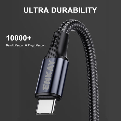 ENKAY PD 20W 3A USB-C / Type-C to 8 Pin Elbow Fast Charging Nylon Braided Data Cable, Length:1m(Black) - Normal Style Cable by ENKAY | Online Shopping South Africa | PMC Jewellery