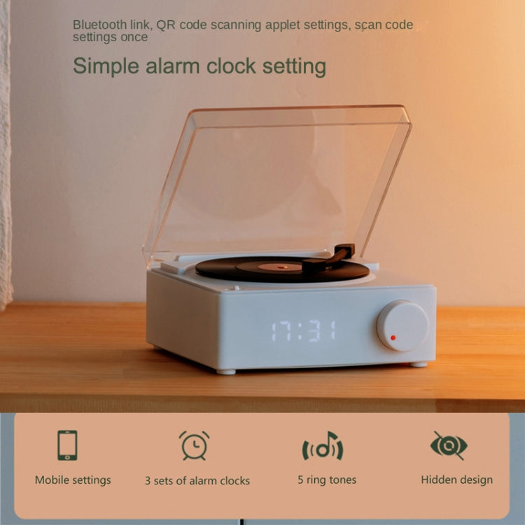 Duosi X11 Vinyl Atomic Retro Bluetooth Speaker Desktop Creative Alarm Clock(White) - free shipping - PMC TechLife - Order now!