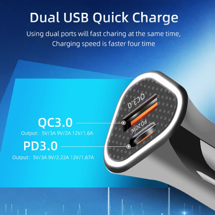 TE-P23 38W PD 20W USB-C / Type-C + QC3. 0 USB Triangle Car Charger + USB to Micro USB Data Cable, Length: 1m(White) - Car Charger by PMC TechLife | Online Shopping South Africa | PMC TechLife