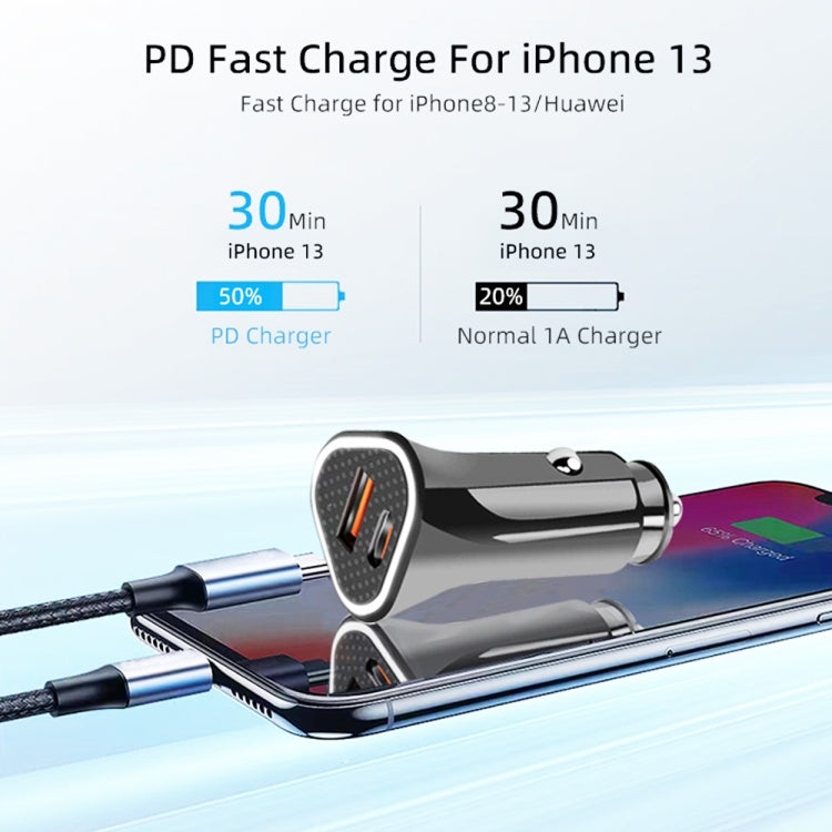 TE-P23 38W PD 20W USB-C / Type-C + QC3. 0 USB Triangle Car Charger + USB to Micro USB Data Cable, Length: 1m(White) - Car Charger by PMC TechLife | Online Shopping South Africa | PMC TechLife