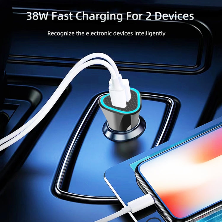 TE-P23 38W PD 20W USB-C / Type-C + QC3. 0 USB Triangle Car Charger + USB to Micro USB Data Cable, Length: 1m(White) - Car Charger by PMC TechLife | Online Shopping South Africa | PMC TechLife