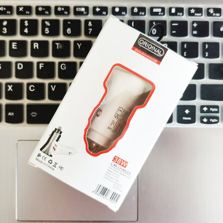 TE-P23 38W PD 20W USB-C / Type-C + QC3. 0 USB Triangle Car Charger + USB to Micro USB Data Cable, Length: 1m(White) - Car Charger by PMC TechLife | Online Shopping South Africa | PMC TechLife