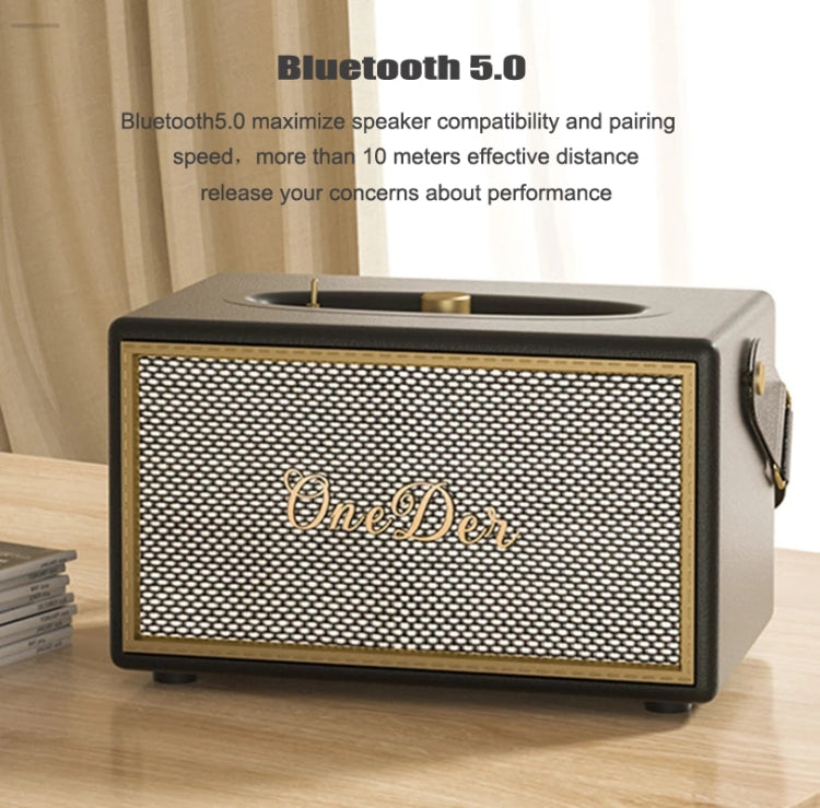 Oneder D6 40W Retro Classic Wooden Portable Outdoor Bluetooth Speaker(Brown) - Desktop Speaker by OneDer | Online Shopping South Africa | PMC Jewellery