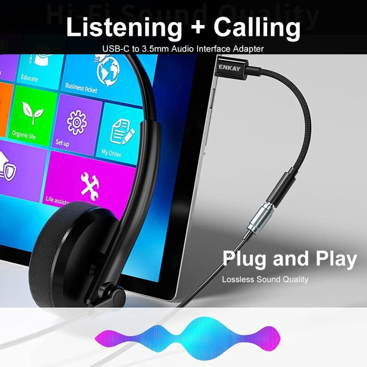 ENKAY USB-C / Type-C to 3.5mm Nylon Braided Aux Adapter Digital Decoding Audio Cable - free shipping - PMC TechLife - Order now!