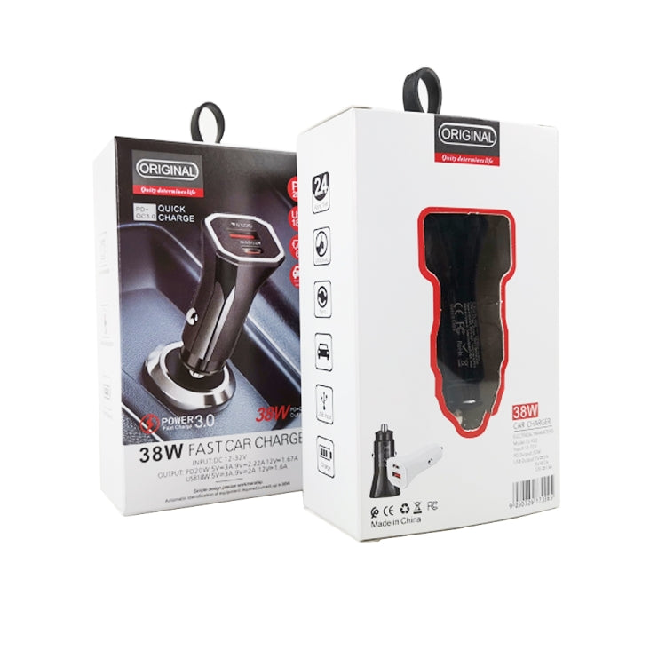 TE-P22 38W PD USB-C / Type-C + QC3. 0 USB Car Charger with 1m USB-C / Type-C to 8 Pin Data Cable(Black) - Car Charger by PMC Jewellery | Online Shopping South Africa | PMC Jewellery