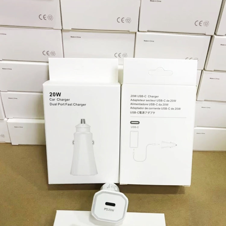 TE-P2 PD20W USB-C / Type-C Car Charger with Type-C to 8 Pin Data Cable(Black) - Car Charger by PMC TechLife | Online Shopping South Africa | PMC TechLife