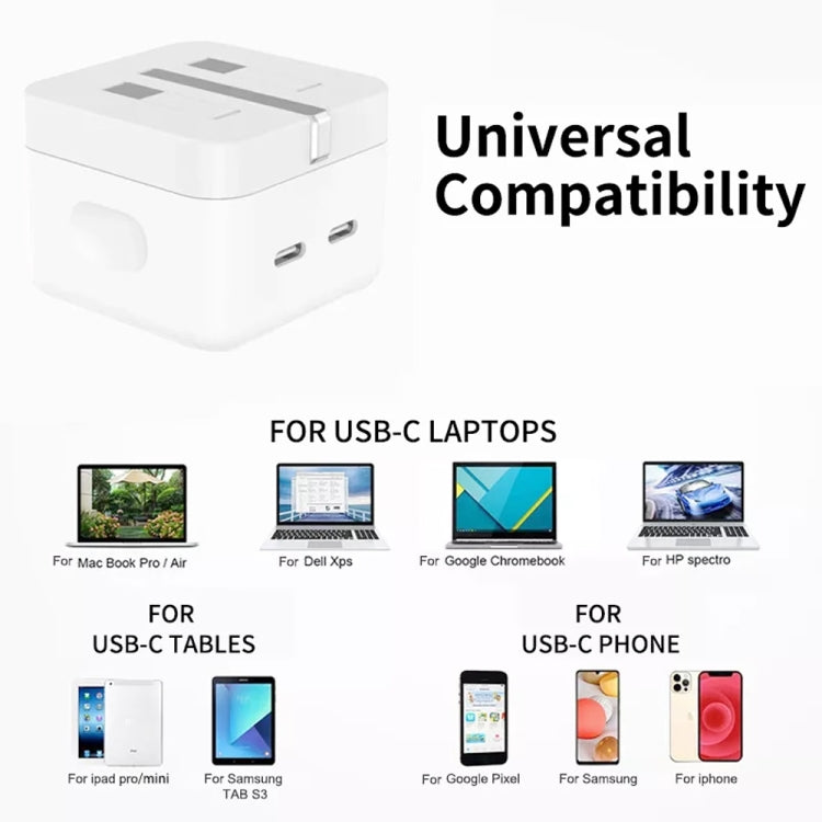 PD 35W Dual USB-C / Type-C Ports Charger for iPhone / iPad Series, UK Plug - free shipping - PMC TechLife - Order now!