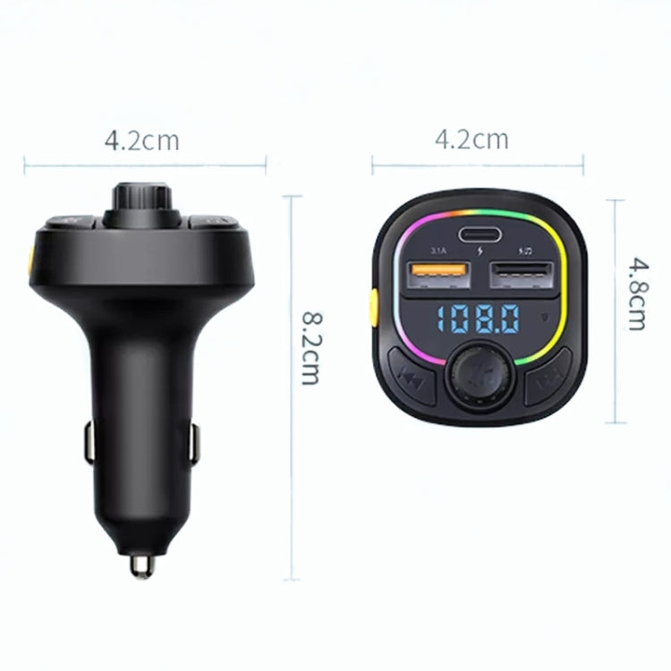 C28 Fast Charging Atmosphere Light Handsfree Car Kit Car Mp3 Player Stereo FM Transmitter - Bluetooth Car Kits by PMC TechLife | Online Shopping South Africa | PMC TechLife