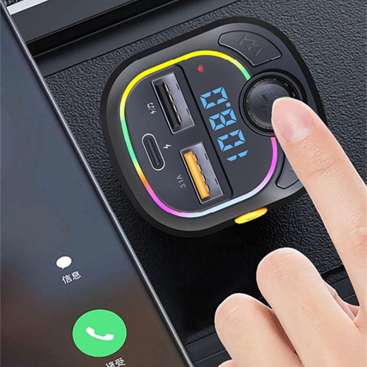 C28 Fast Charging Atmosphere Light Handsfree Car Kit Car Mp3 Player Stereo FM Transmitter - Bluetooth Car Kits by PMC TechLife | Online Shopping South Africa | PMC TechLife
