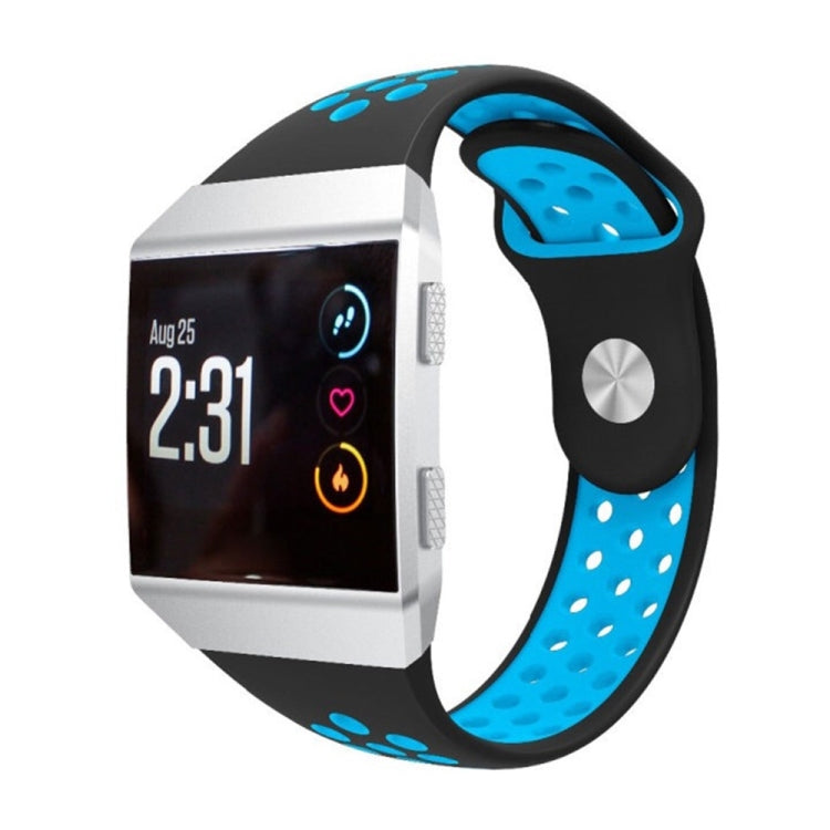 For Fitbit Ionic Breathable Two-tone Silicone Watch Band(Black Blue) - Watch Bands by PMC TechLife | Online Shopping South Africa | PMC TechLife | Buy Now Pay Later Mobicred
