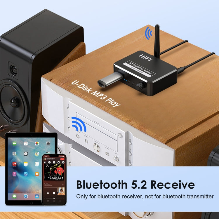B35S Bluetooth 5.2 Music Receiver Digital to Analog Converter Supports U-disk Fiber Coaxial - Audio Receiver Transmitter by PMC TechLife | Online Shopping South Africa | PMC TechLife