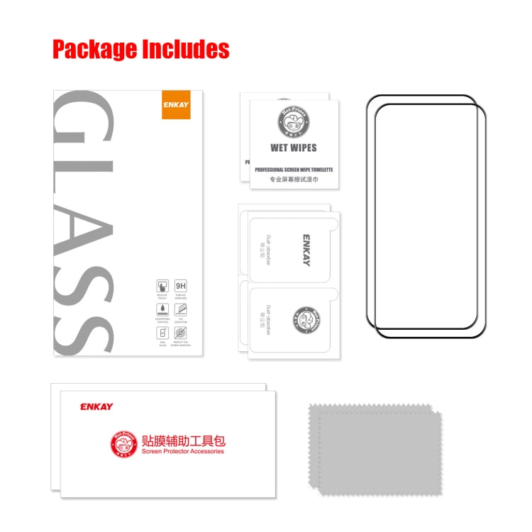 For iPhone 14 Pro 2pcs ENKAY 6D Full Glue Tempered Glass Full Film - free shipping - PMC TechLife - Order now!