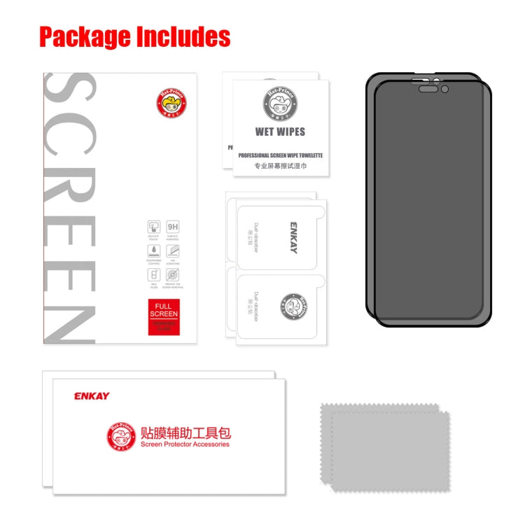 For iPhone 14 Pro 2pcs ENKAY 28 Degree Anti-peeping Tempered Glass Film - iPhone 14 Pro Tempered Glass by ENKAY | Online Shopping South Africa | PMC TechLife | Buy Now Pay Later Mobicred