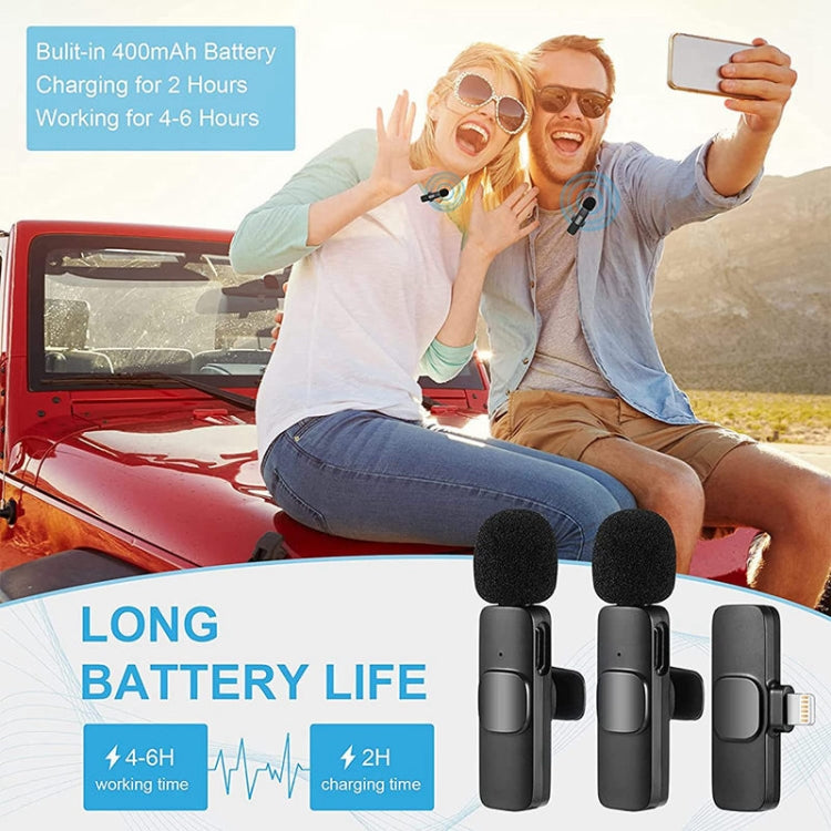 K9 2 in 1 Wireless Clip-on Auto Noise Cancelling Live Mini Microphone, Port: 8 Pin - Microphone by PMC TechLife | Online Shopping South Africa | PMC TechLife | Buy Now Pay Later Mobicred