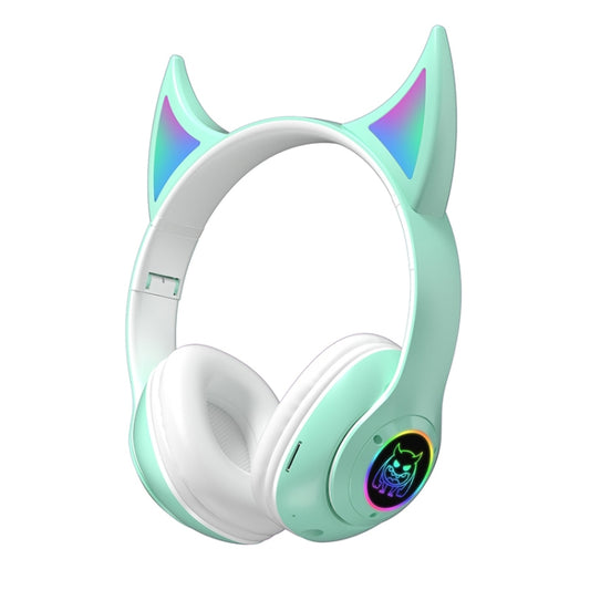 STN25 Devil Ear RGB Light Wireless Music Headset For Children with Mic(Green) - Headset & Headphone by PMC Jewellery | Online Shopping South Africa | PMC Jewellery