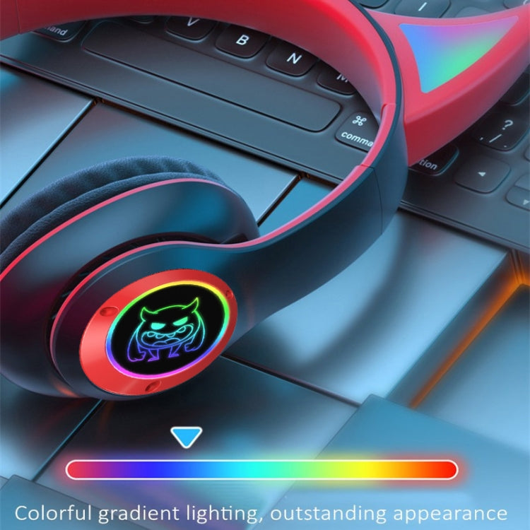 STN25 Devil Ear RGB Light Wireless Music Headset For Children with Mic(Black+Red) - Headset & Headphone by PMC TechLife | Online Shopping South Africa | PMC TechLife