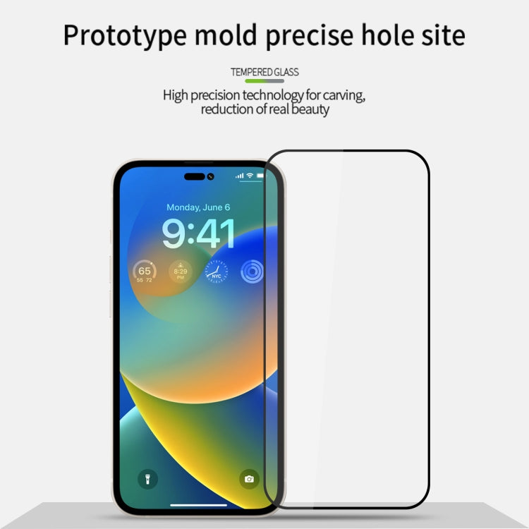 For iPhone 14 Pro PINWUYO 9H 2.5D Full Screen Tempered Glass Film(Black) - iPhone 14 Pro Tempered Glass by PINWUYO | Online Shopping South Africa | PMC TechLife | Buy Now Pay Later Mobicred