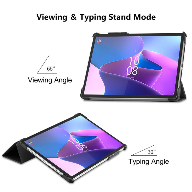 For Lenovo Tab P11 Pro Gen2 11.2 inch 2022 ENKAY Tri-fold Custer Texture Leather Stand Smart Case(Black) - Lenovo by ENKAY | Online Shopping South Africa | PMC TechLife | Buy Now Pay Later Mobicred